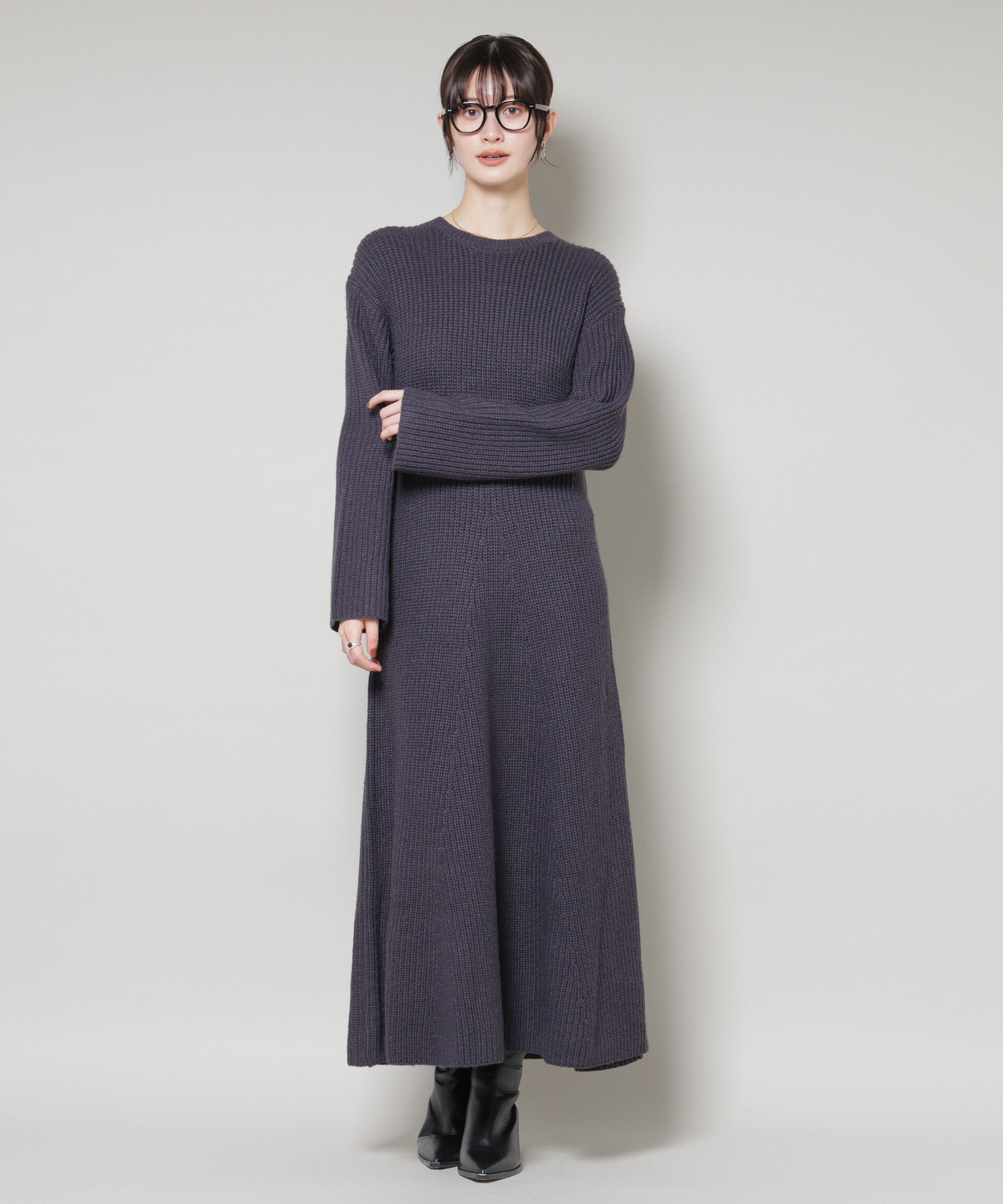 nano･universe「片畦フレアニットワンピース」|ワンピース|