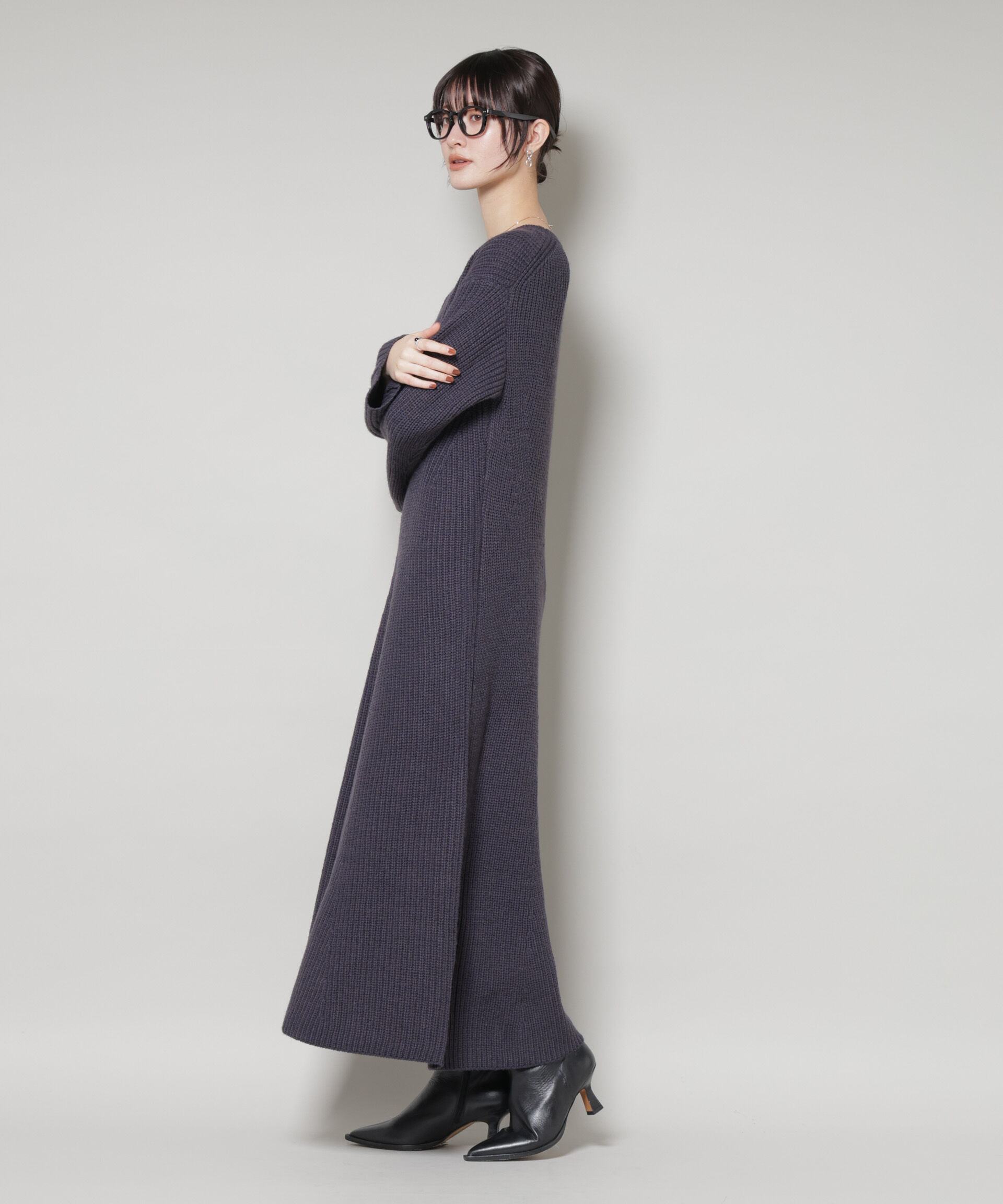 nano･universe「片畦フレアニットワンピース」|ワンピース|