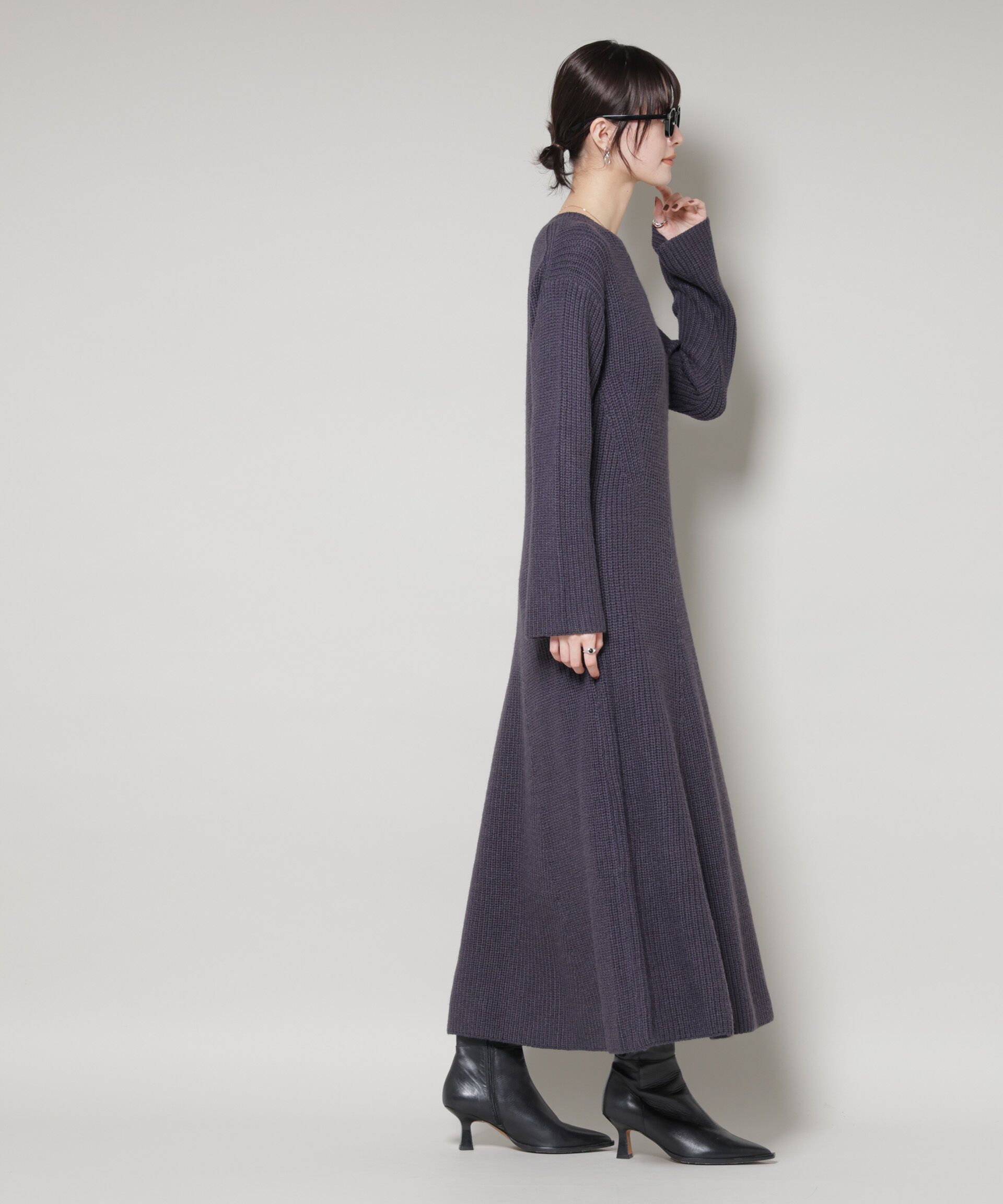 nano･universe「片畦フレアニットワンピース」|ワンピース|