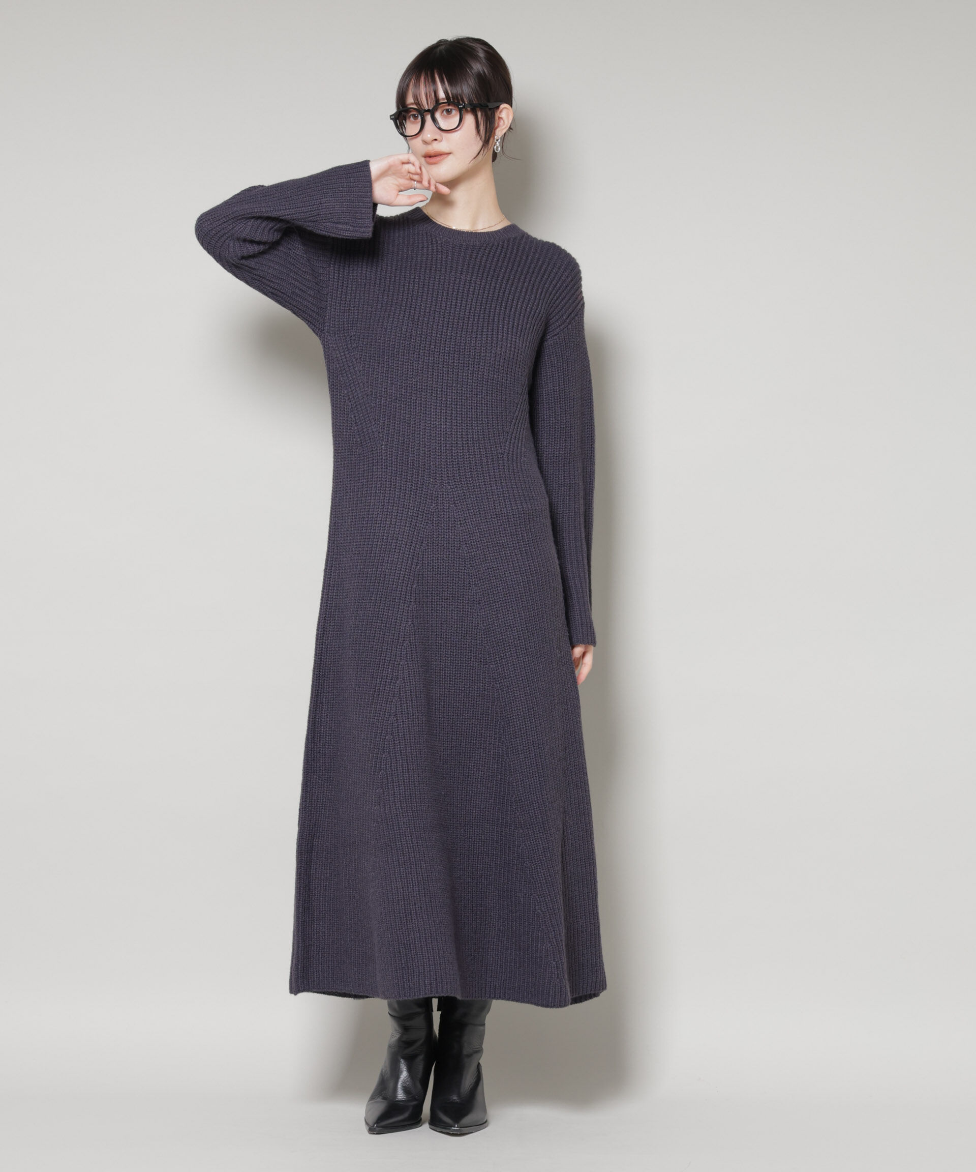 nano･universe「片畦フレアニットワンピース」|ワンピース|