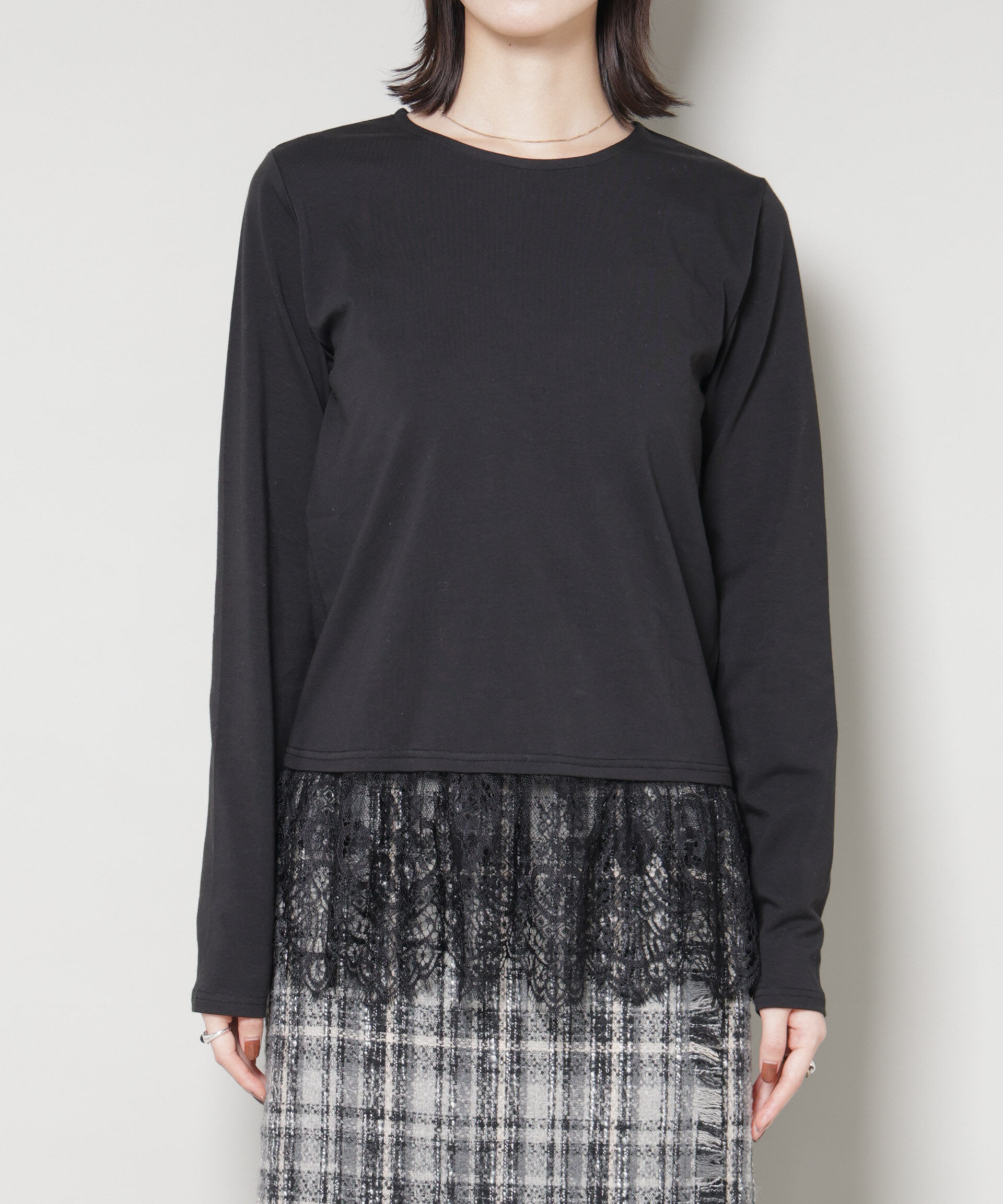 nano･universe「裾レースドッキングロングTシャツ」|Tシャツ・カットソー|