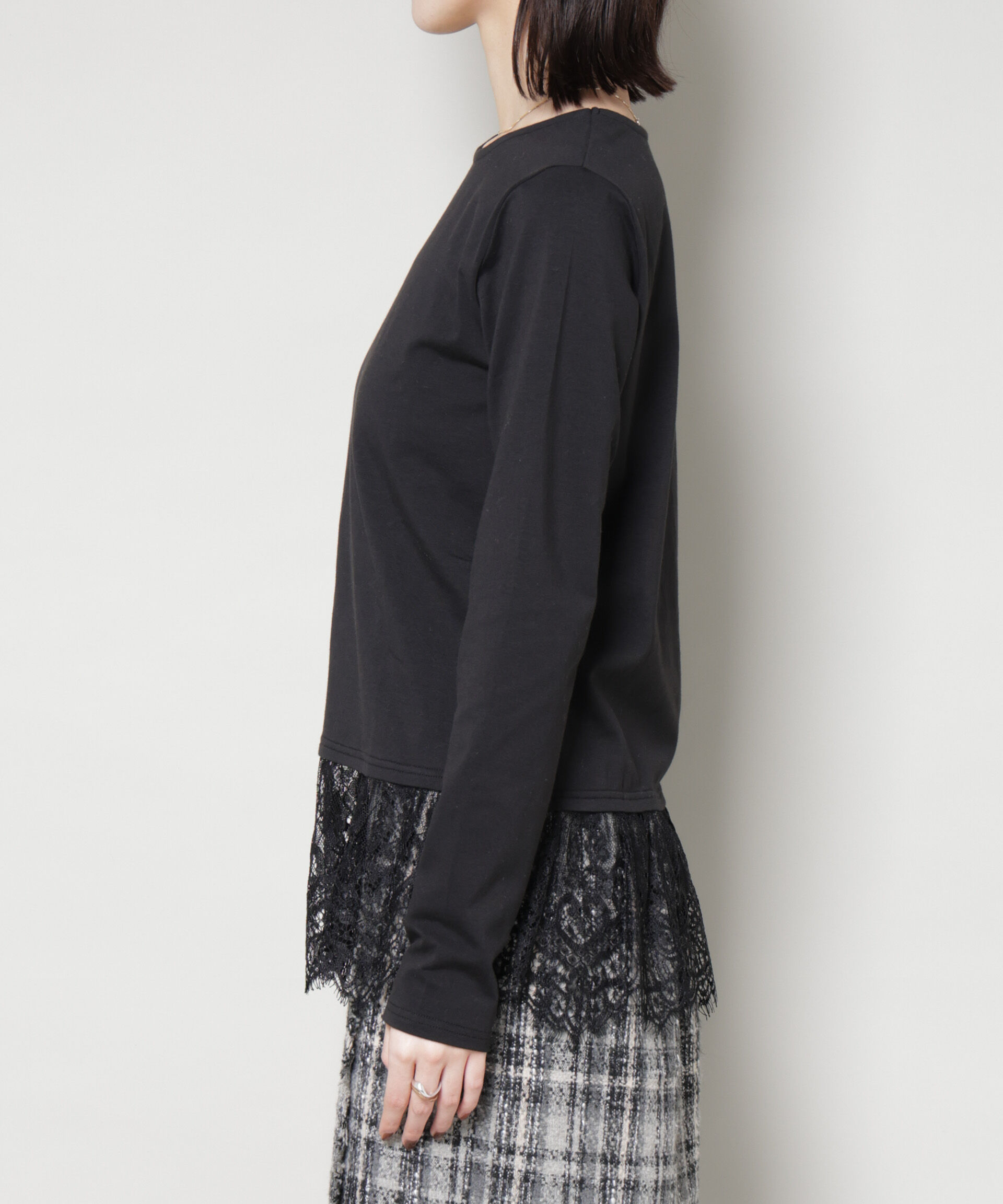 nano･universe「裾レースドッキングロングTシャツ」|Tシャツ・カットソー|