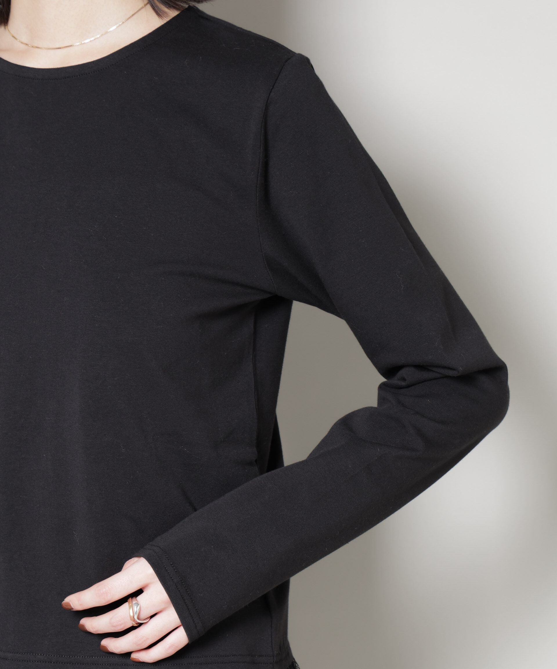 nano･universe「裾レースドッキングロングTシャツ」|Tシャツ・カットソー|