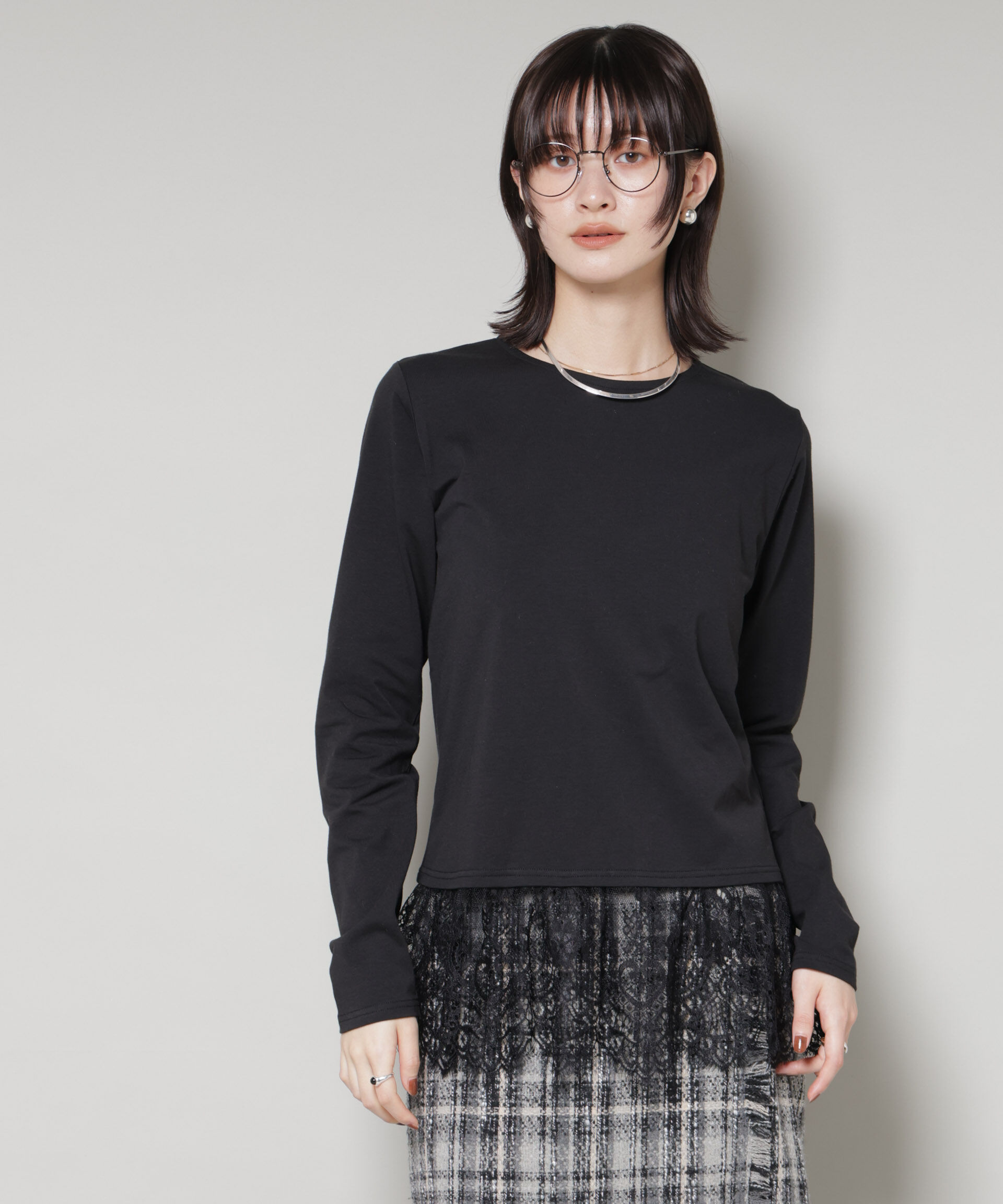 nano･universe「裾レースドッキングロングTシャツ」|Tシャツ・カットソー|