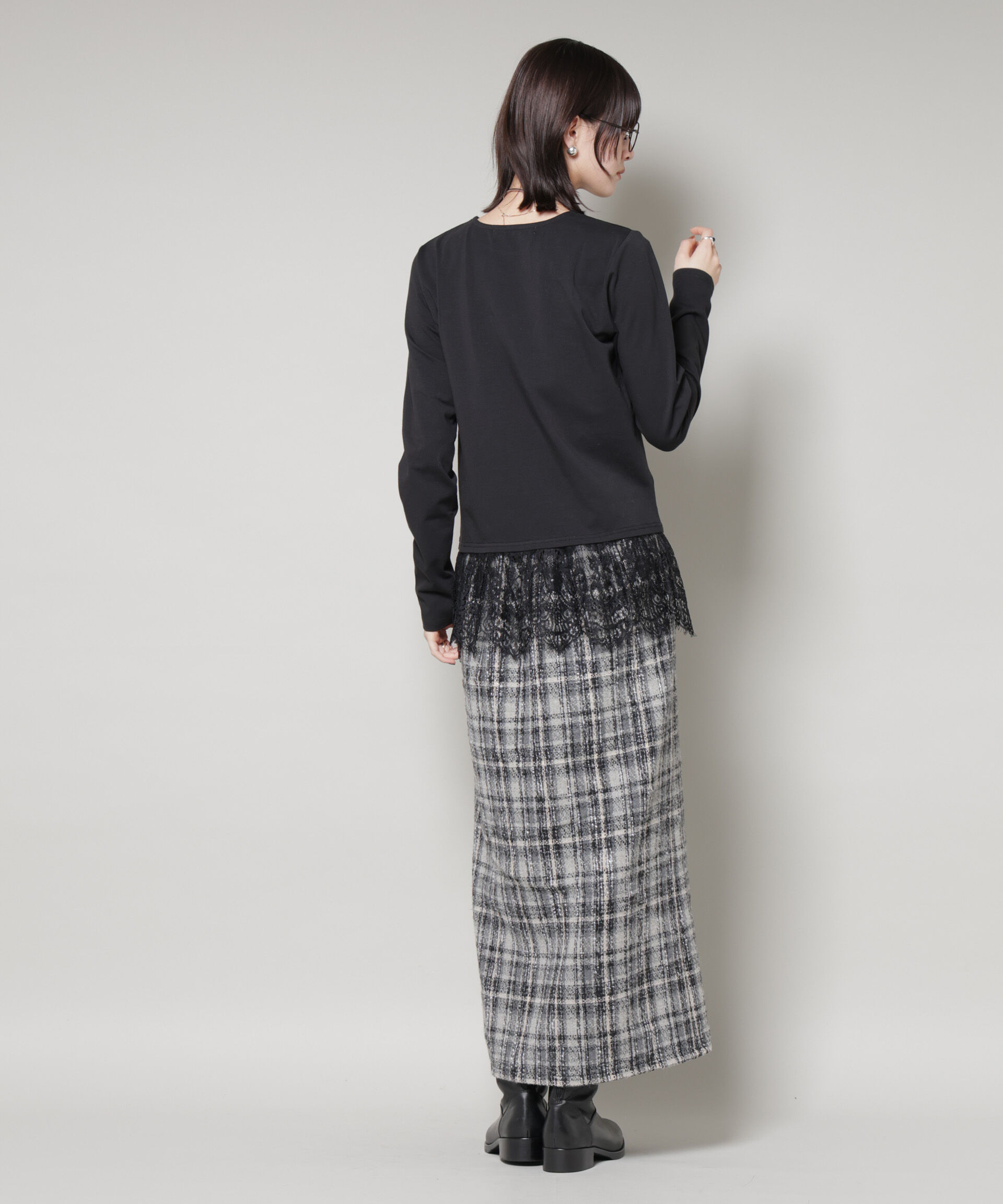 nano･universe「裾レースドッキングロングTシャツ」|Tシャツ・カットソー|