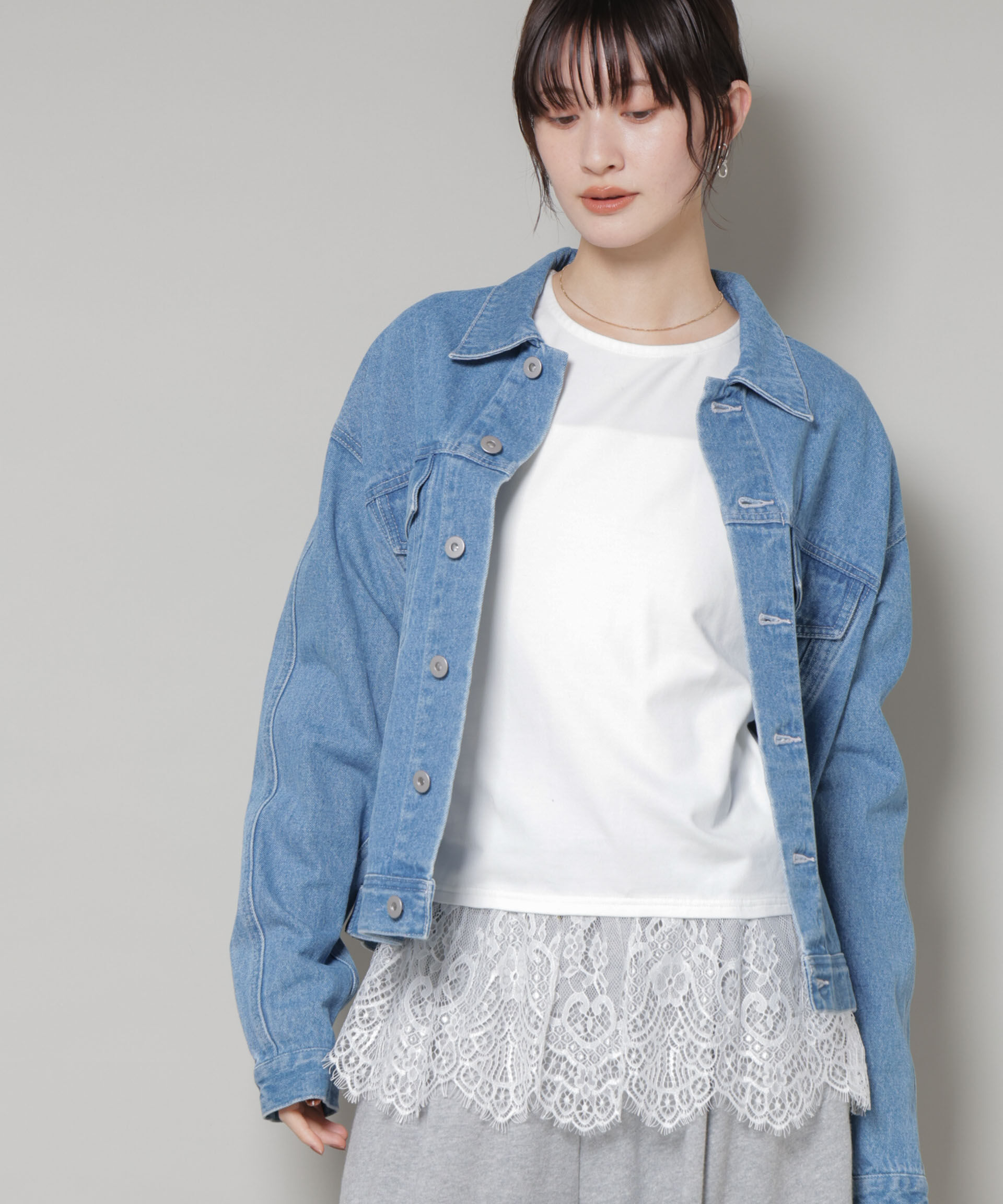 nano･universe「裾レースドッキングロングTシャツ」|Tシャツ・カットソー|