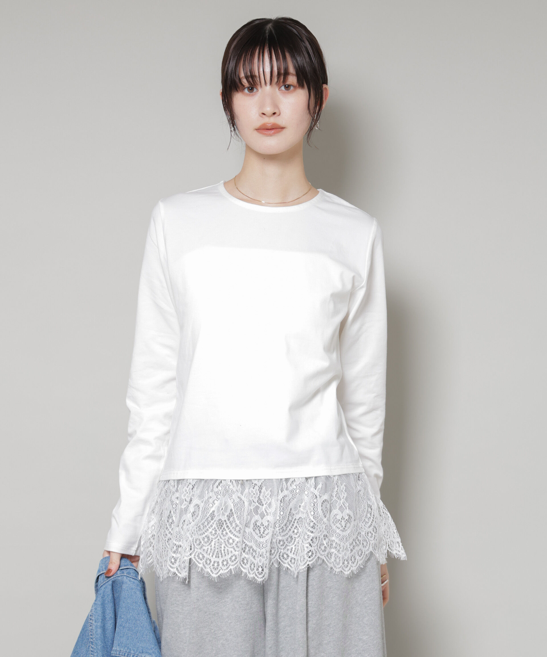 nano･universe「裾レースドッキングロングTシャツ」|Tシャツ・カットソー|