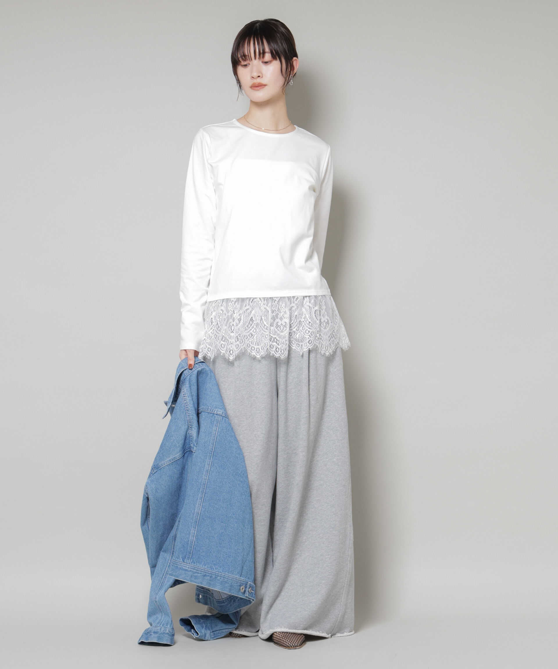 nano･universe「裾レースドッキングロングTシャツ」|Tシャツ・カットソー|
