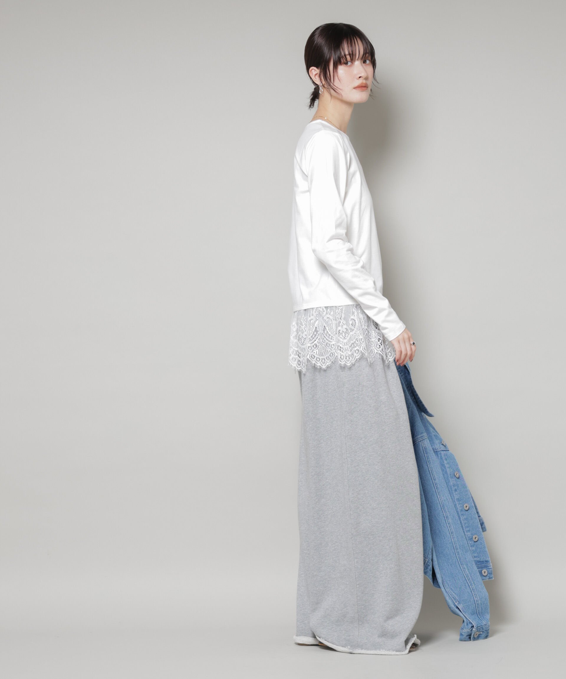 nano･universe「裾レースドッキングロングTシャツ」|Tシャツ・カットソー|