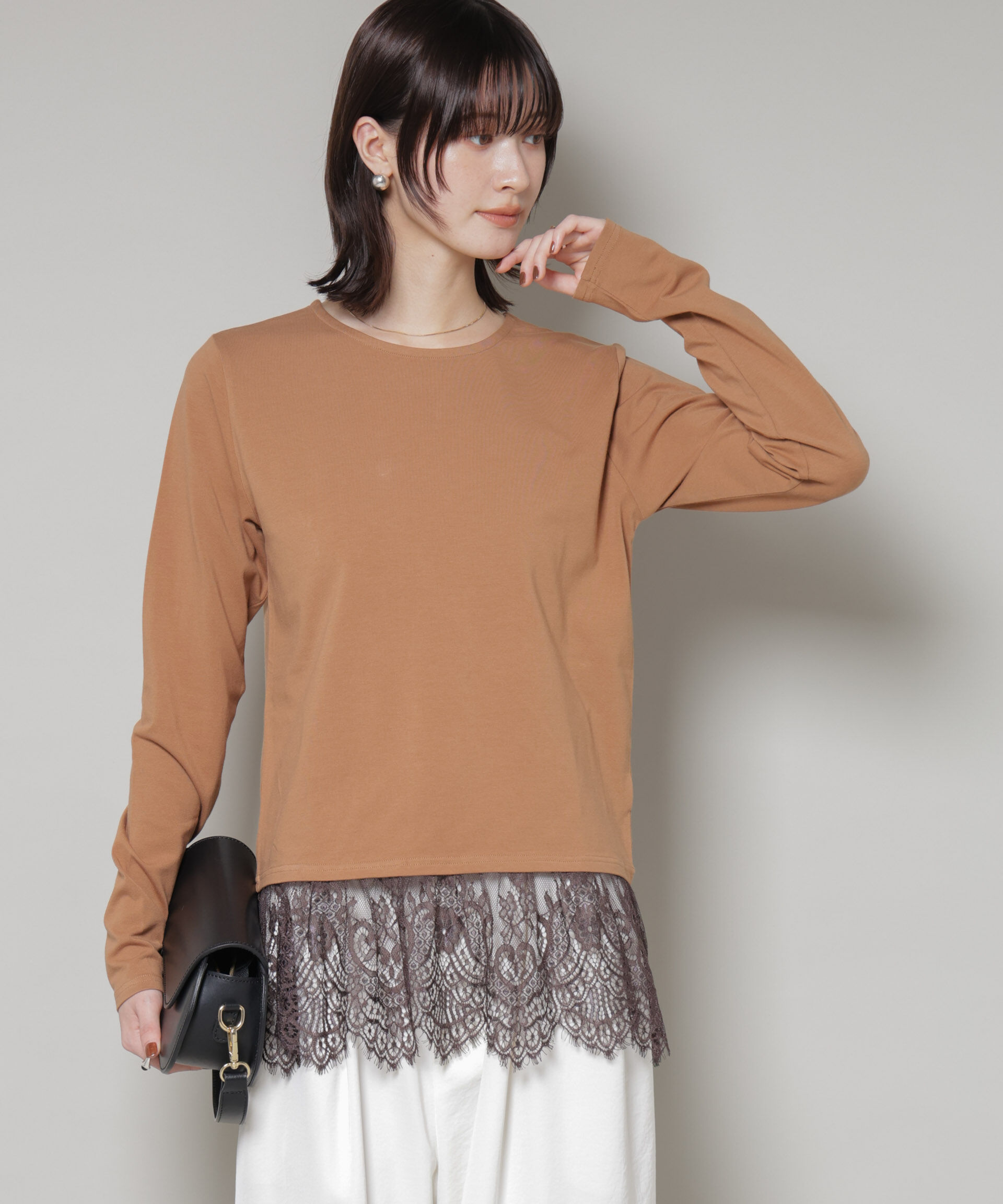 nano･universe「裾レースドッキングロングTシャツ」|Tシャツ・カットソー|