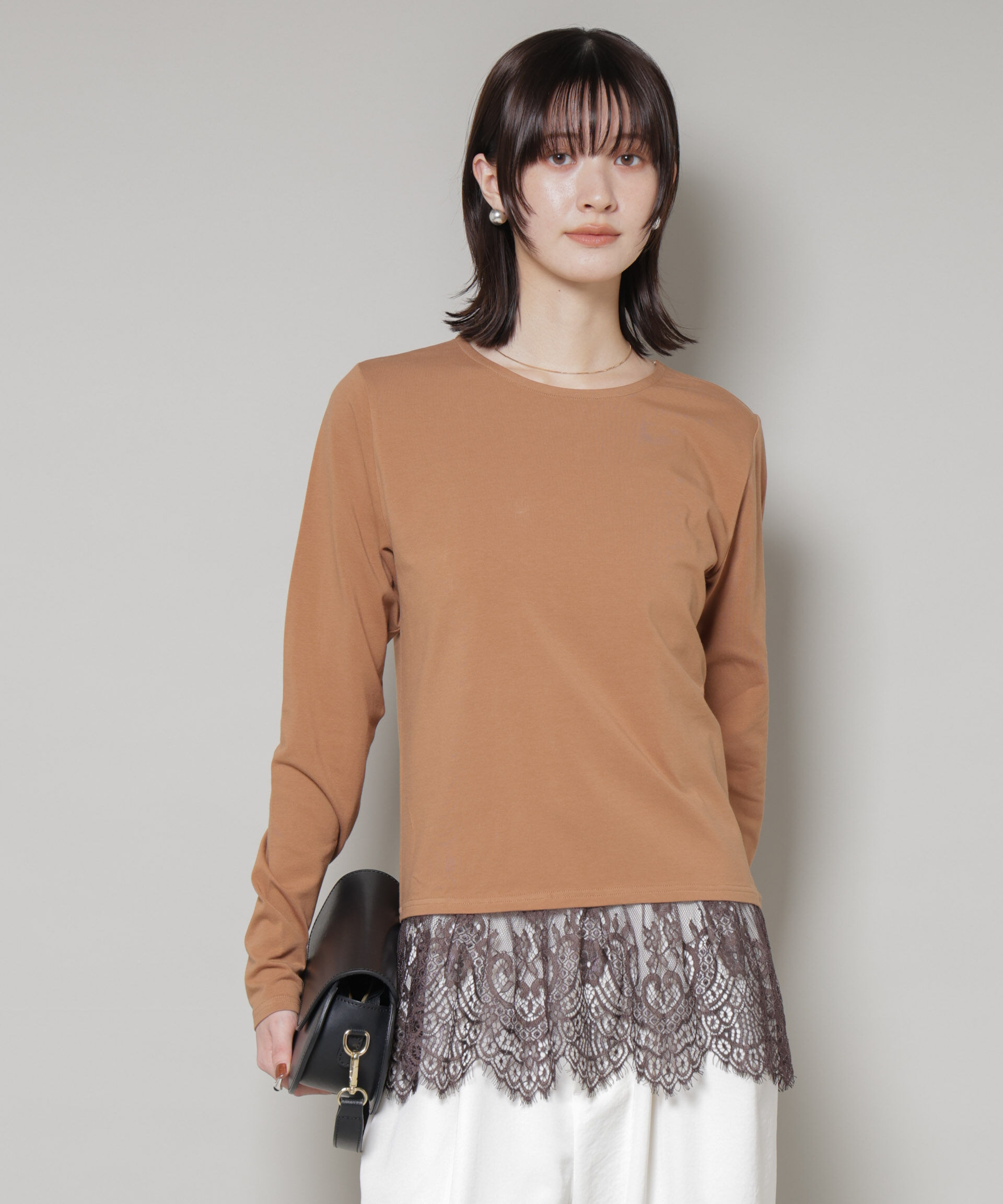 nano･universe「裾レースドッキングロングTシャツ」|Tシャツ・カットソー|