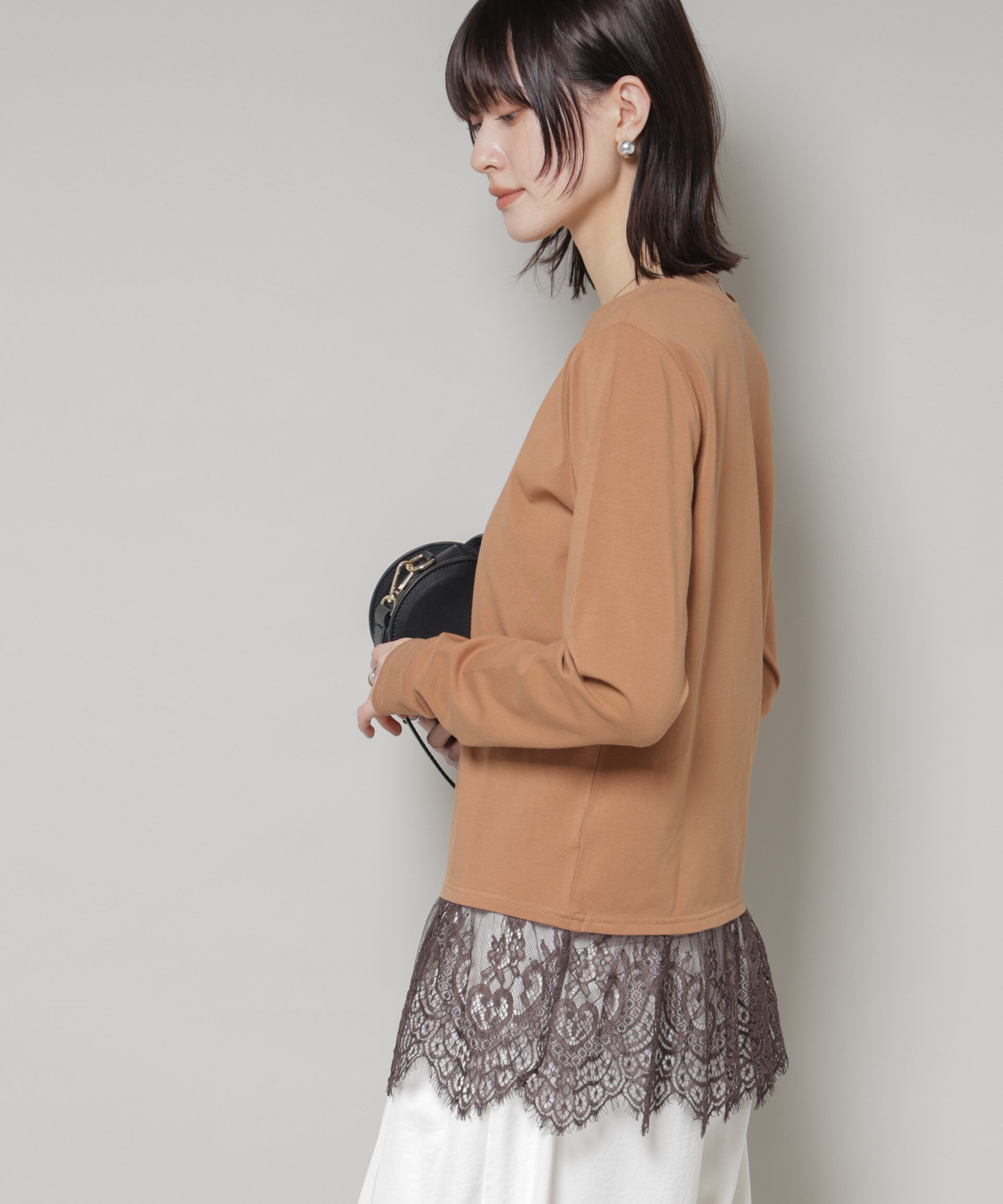 nano･universe「裾レースドッキングロングTシャツ」|Tシャツ・カットソー|