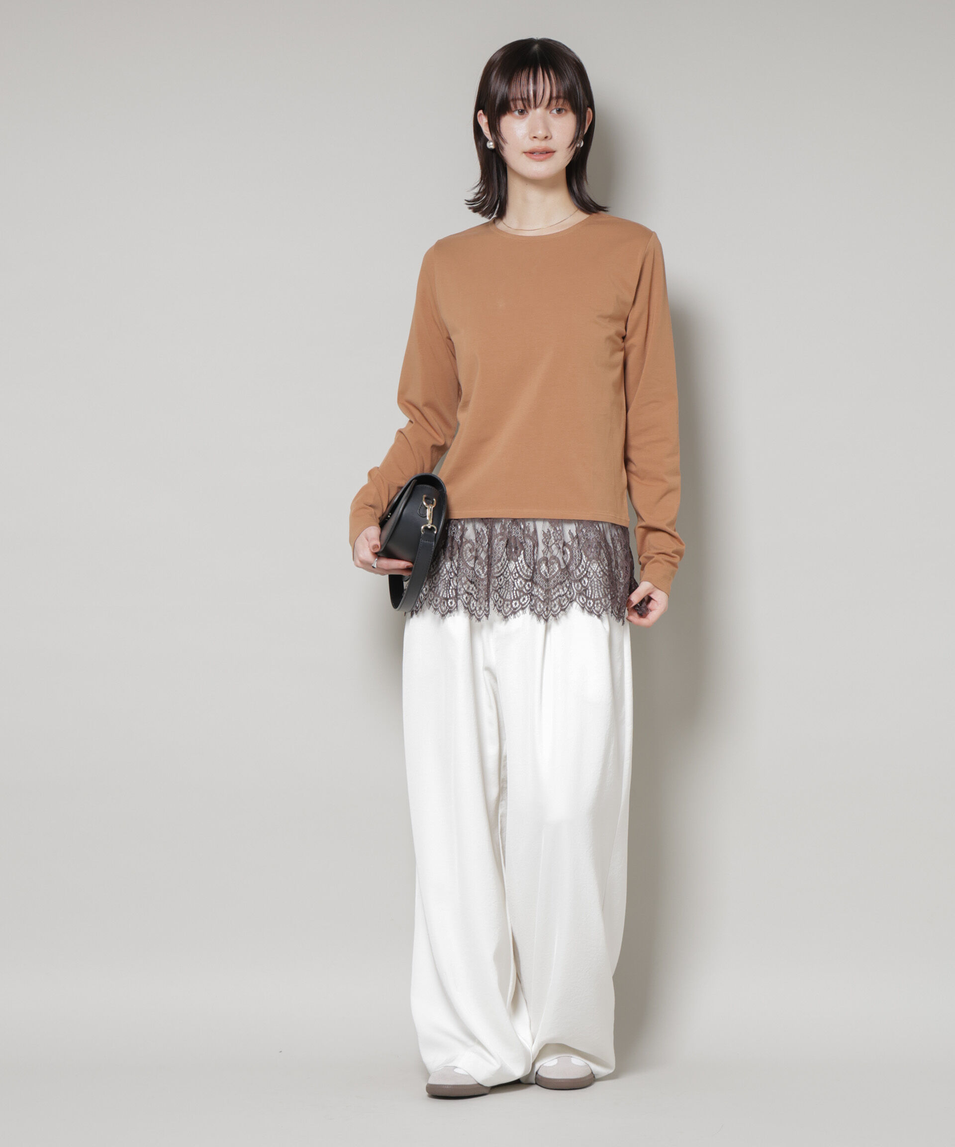 nano･universe「裾レースドッキングロングTシャツ」|Tシャツ・カットソー|