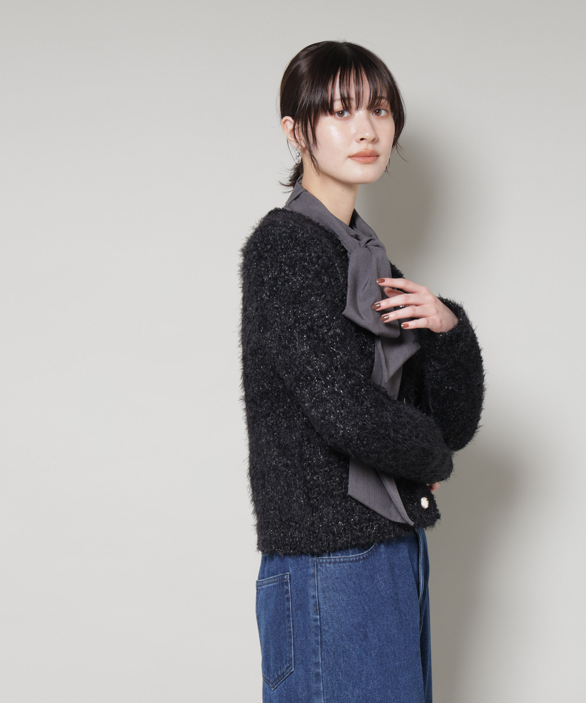 nano･universe「チュールシャギークルーネックニットカーディガン」|ニット・セーター|