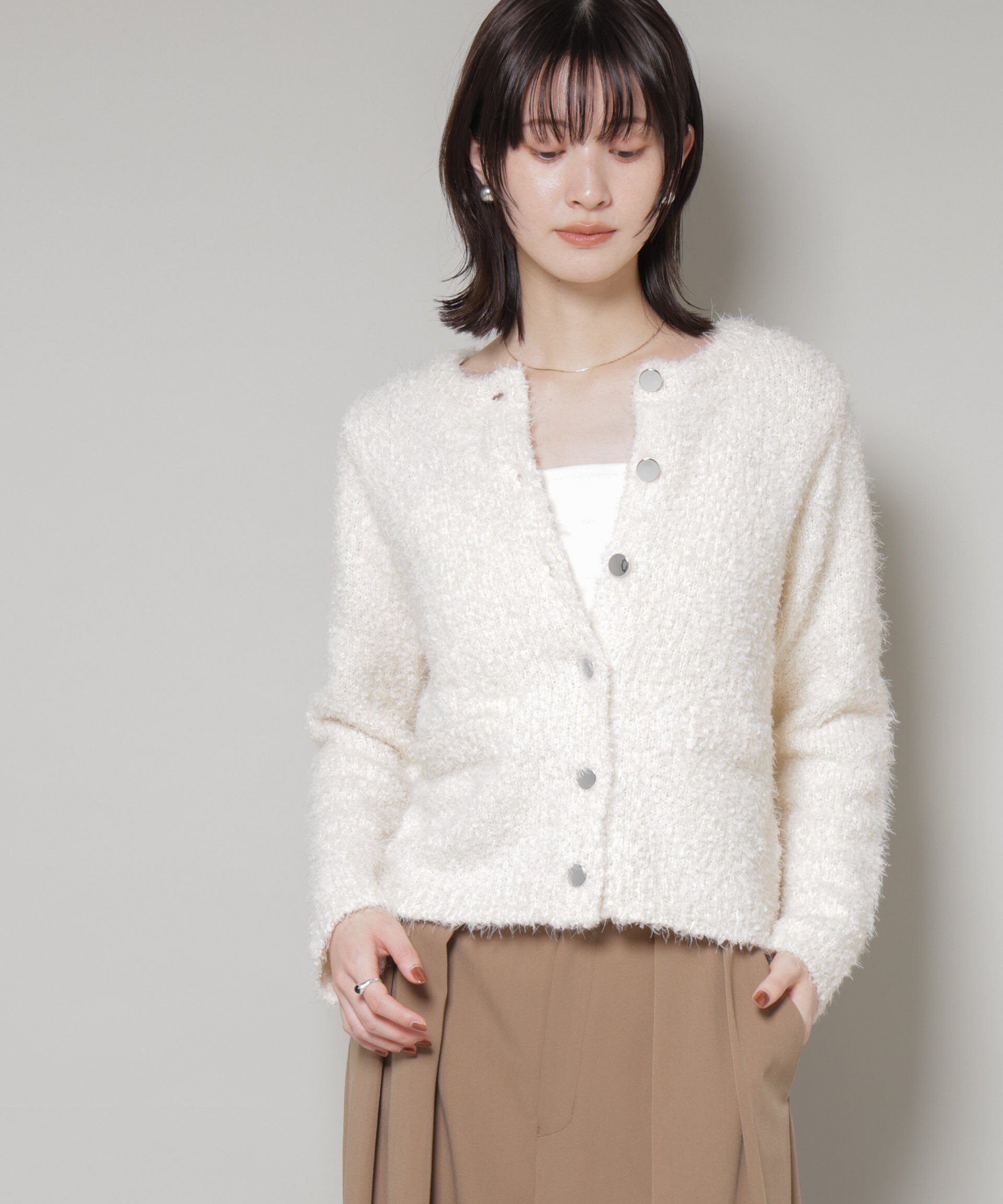 nano･universe「チュールシャギークルーネックニットカーディガン」|ニット・セーター|