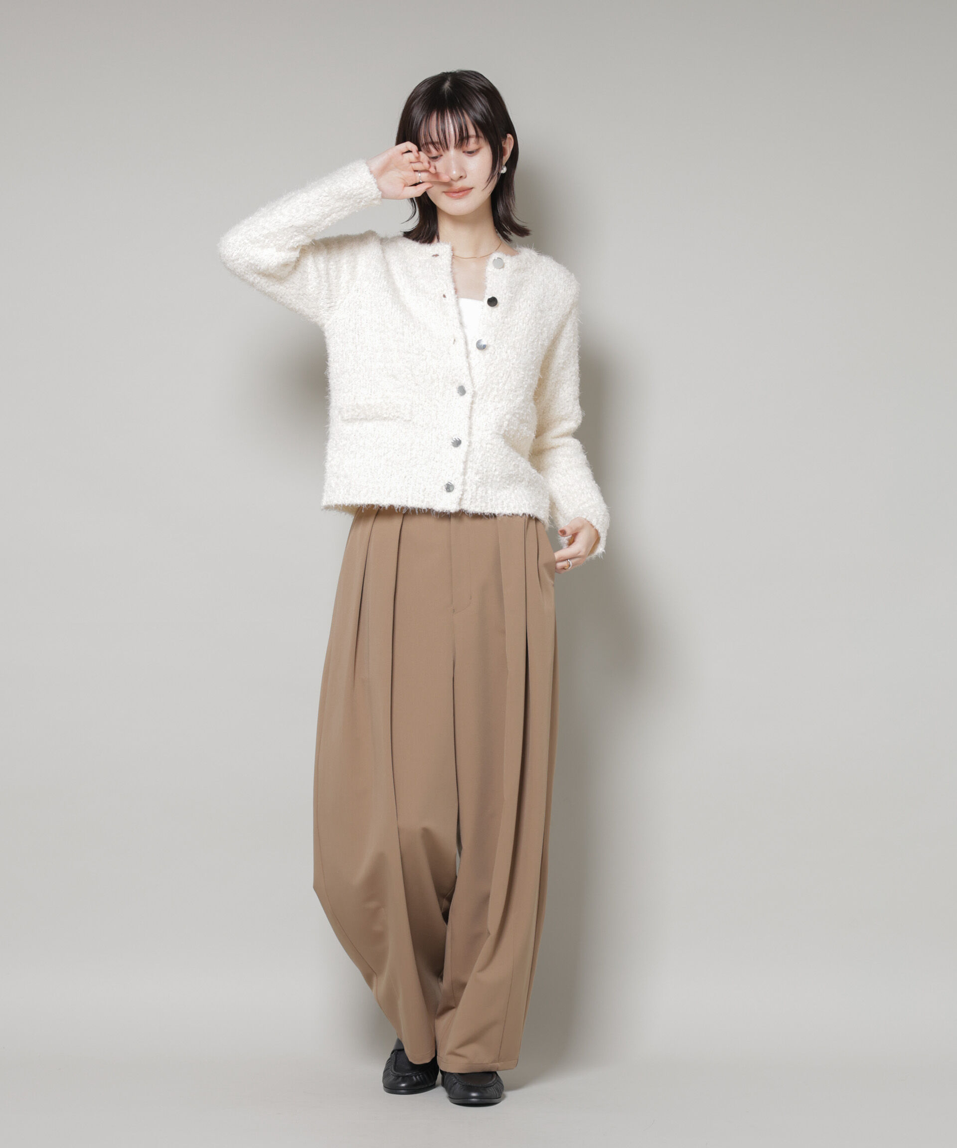 nano･universe「チュールシャギークルーネックニットカーディガン」|ニット・セーター|