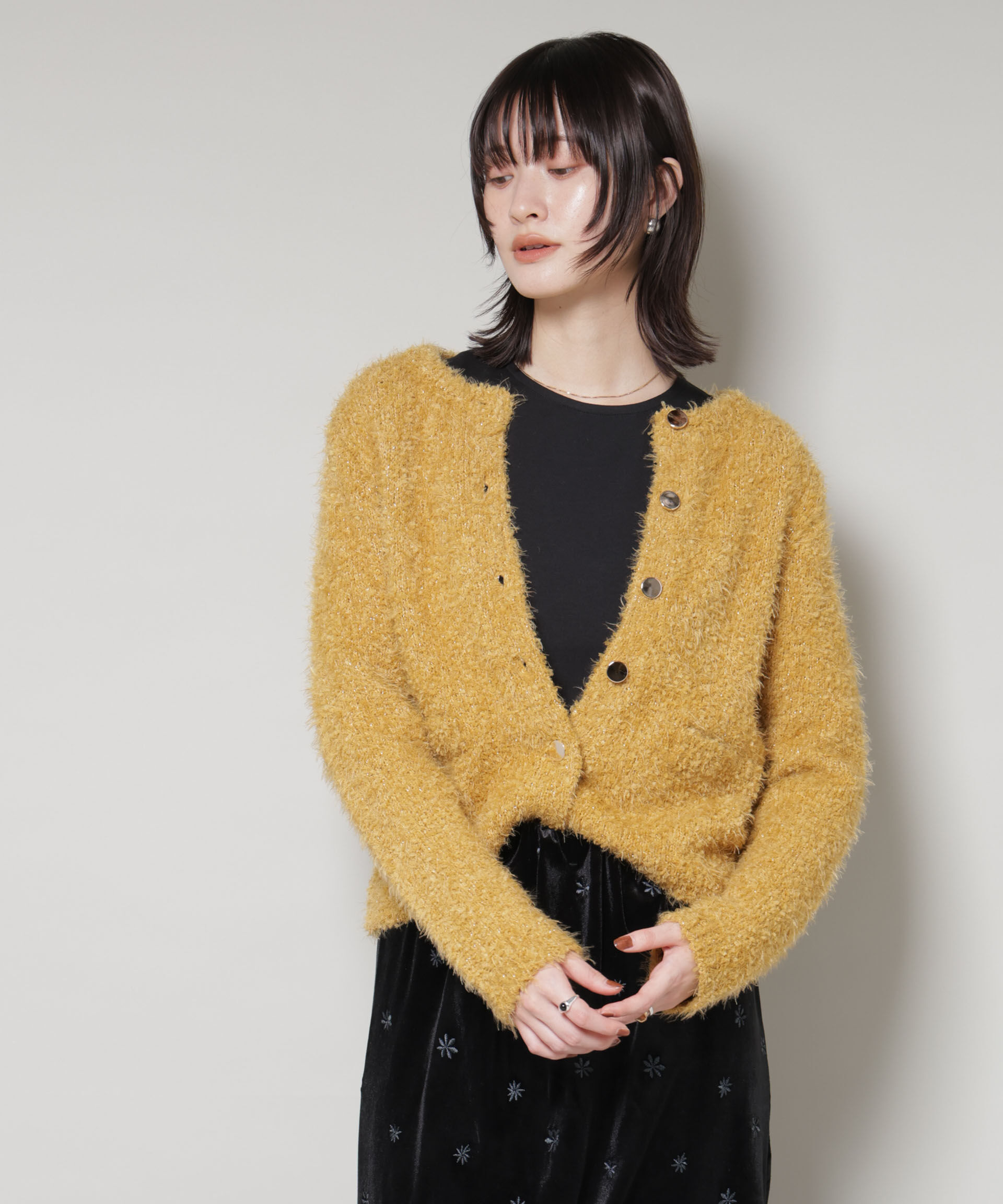 nano･universe「チュールシャギークルーネックニットカーディガン」|ニット・セーター|キャメル4