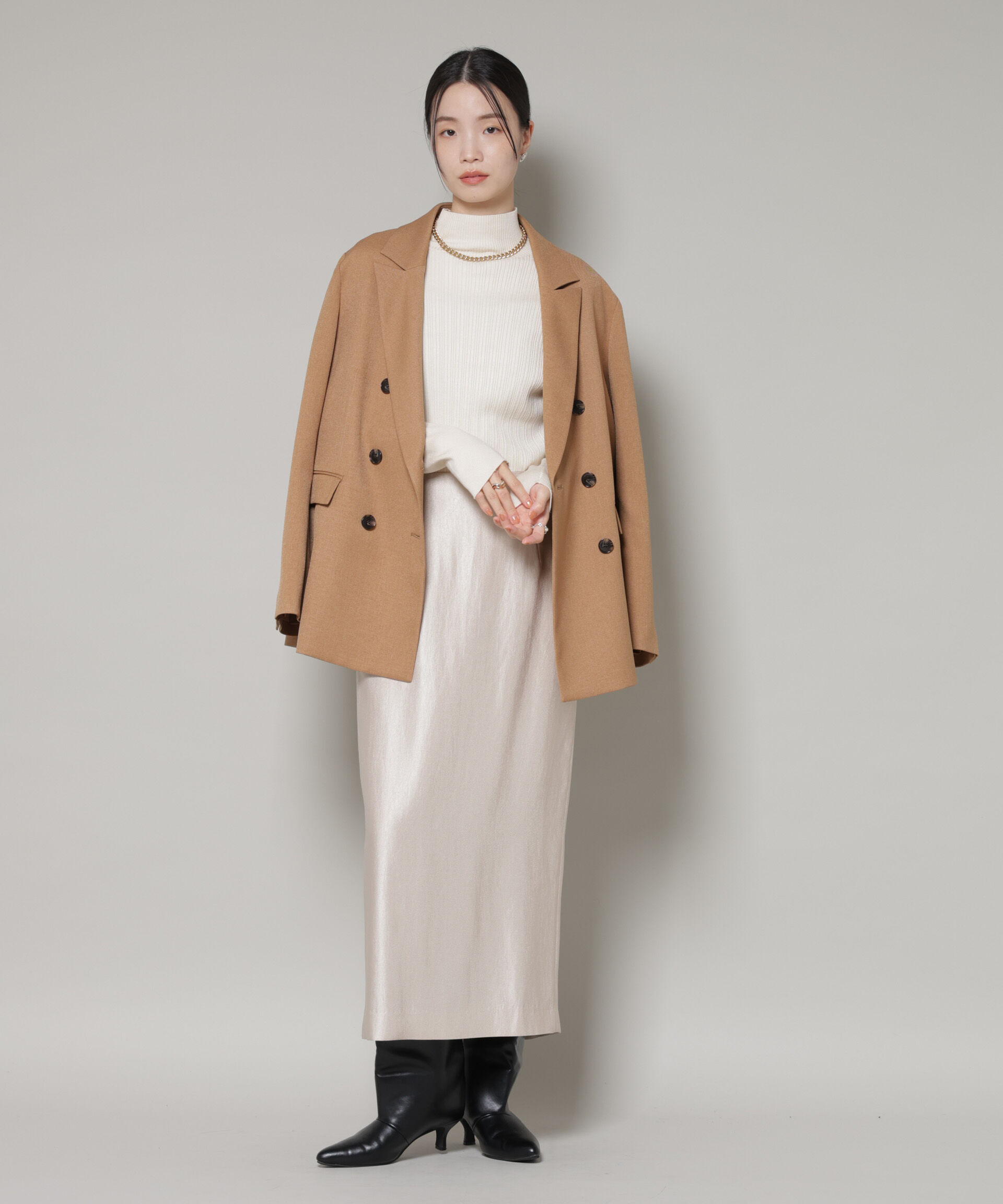 nano･universe「ブライトツイルサテンタイトスカート」|スカート|