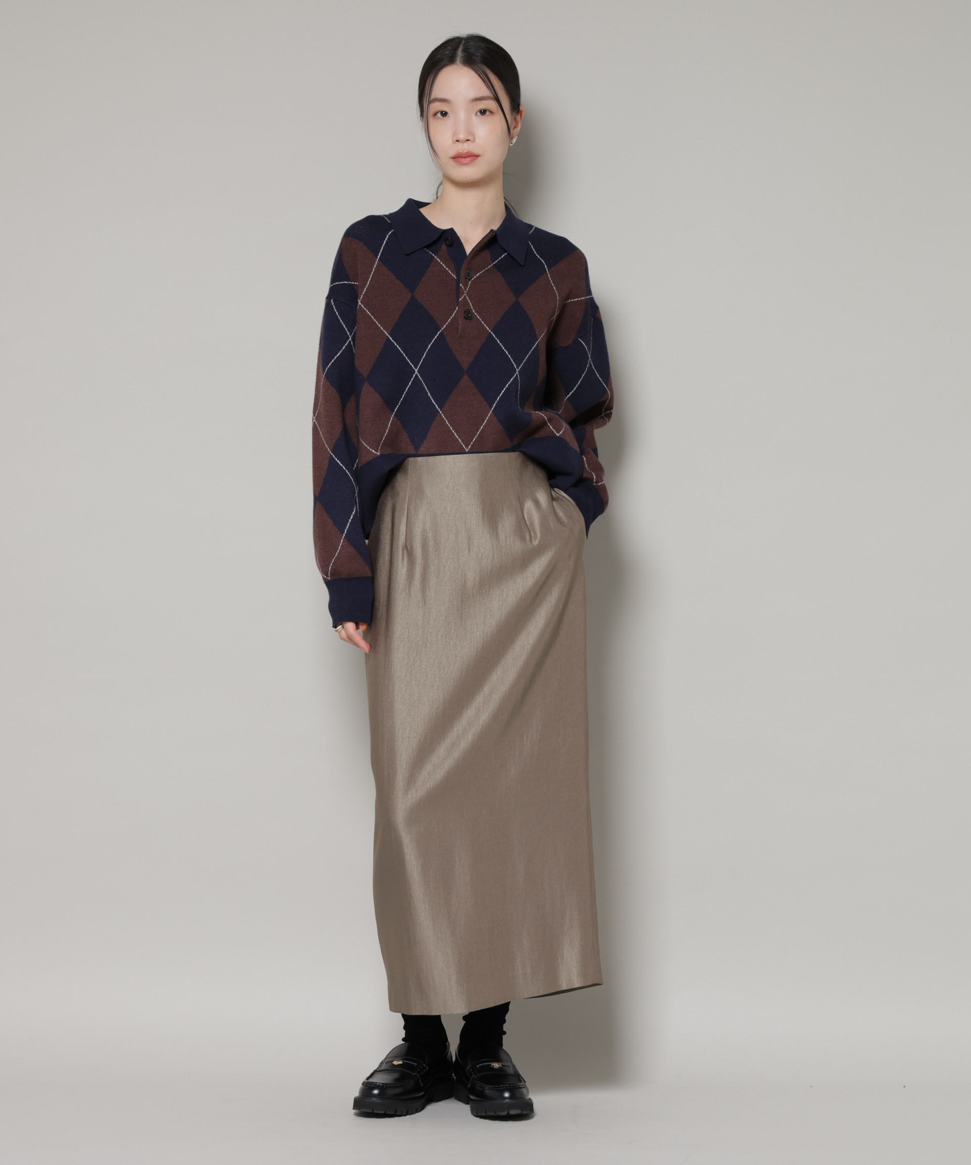 nano･universe「ブライトツイルサテンタイトスカート」|スカート|