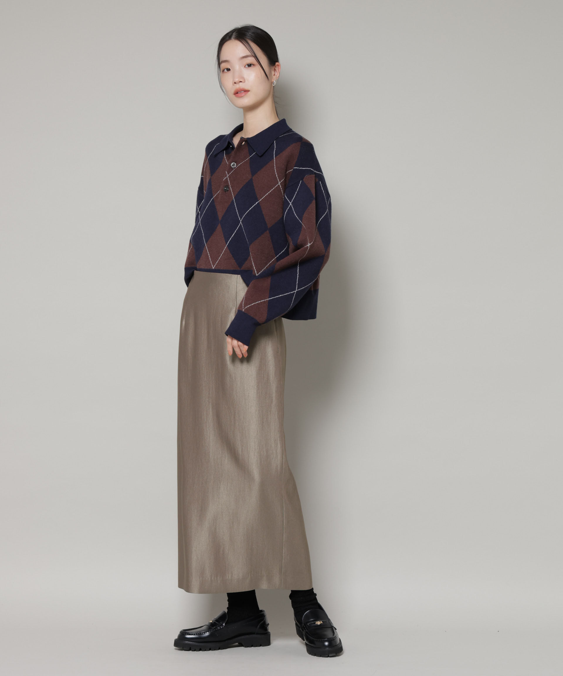 nano･universe「ブライトツイルサテンタイトスカート」|スカート|