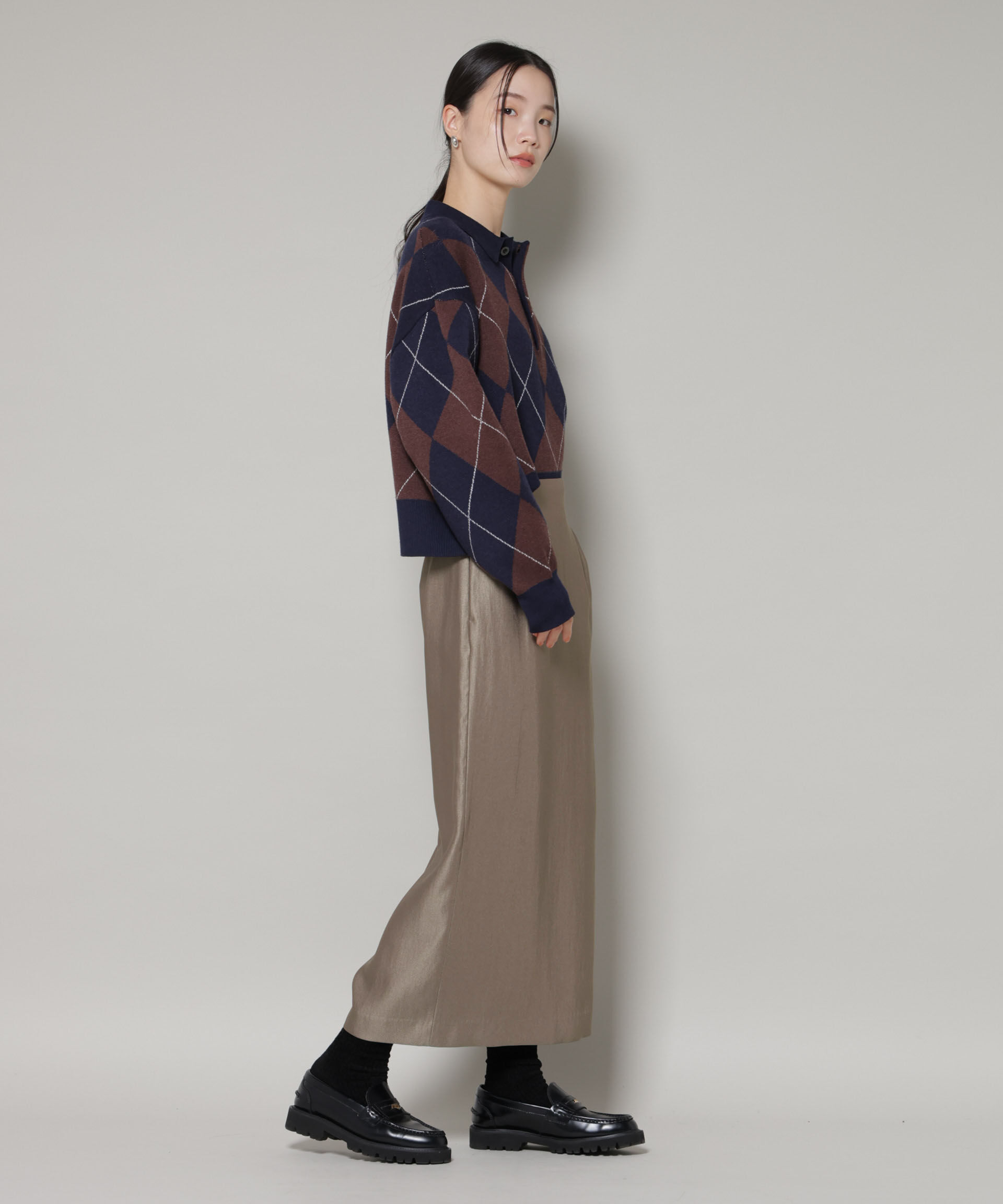 nano･universe「ブライトツイルサテンタイトスカート」|スカート|