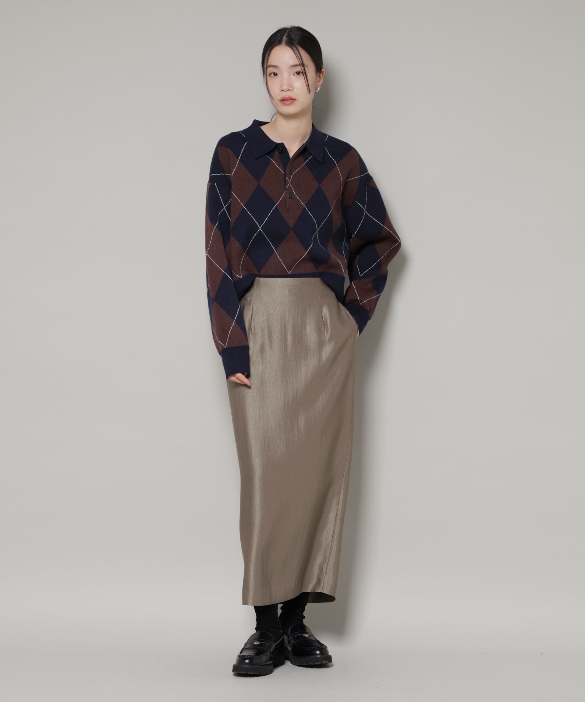 nano･universe「ブライトツイルサテンタイトスカート」|スカート|