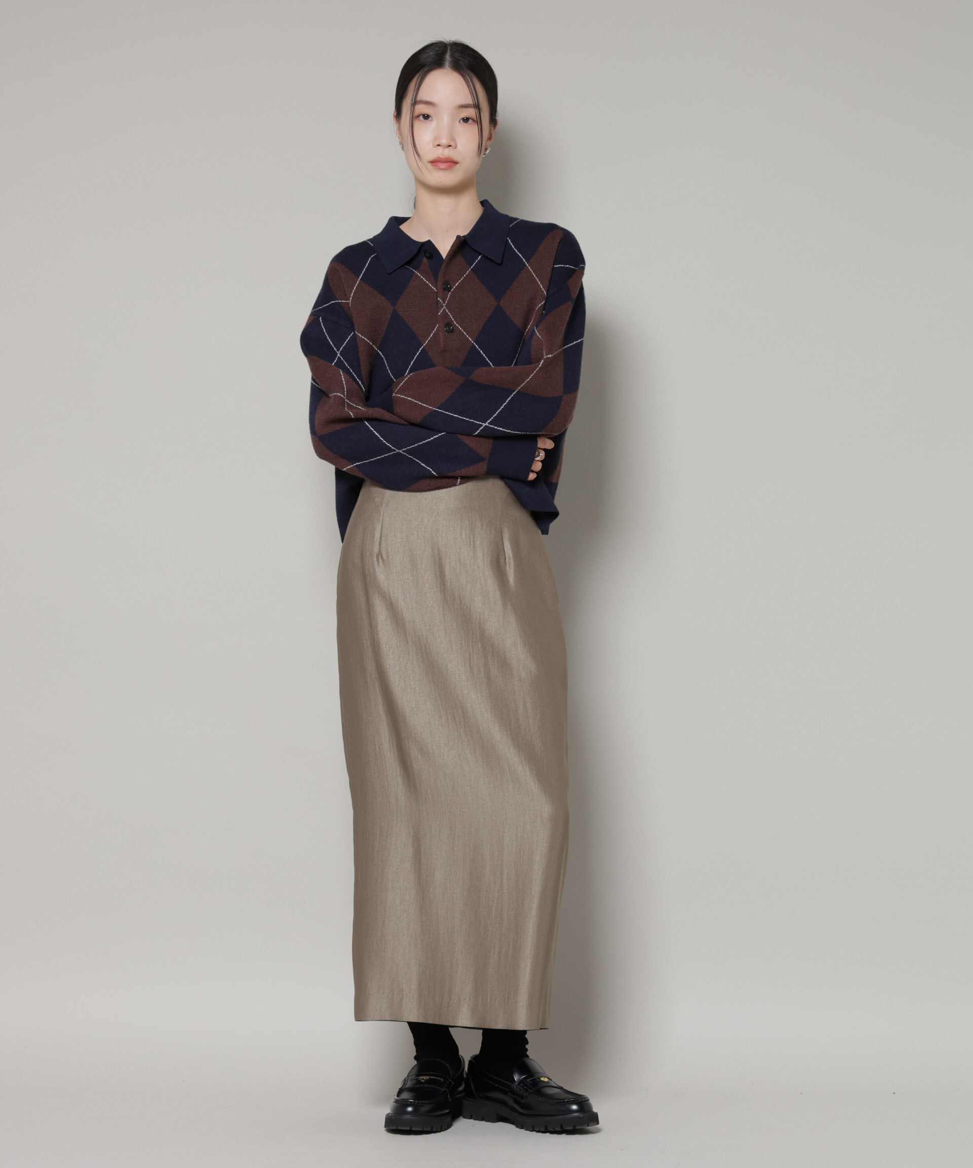 nano･universe「ブライトツイルサテンタイトスカート」|スカート|