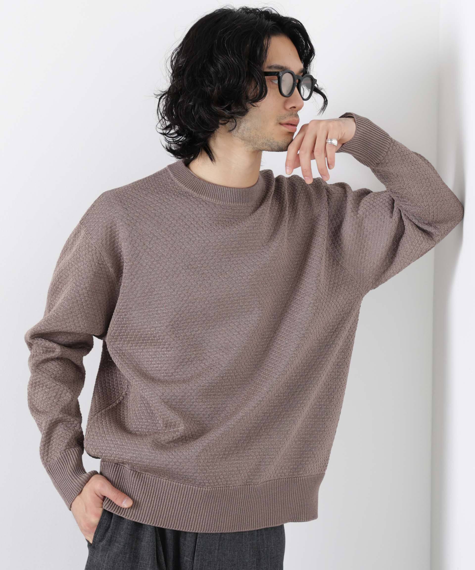 nano･universe「ギマクルーネックプルオーバー」|ニット・セーター|モカ3