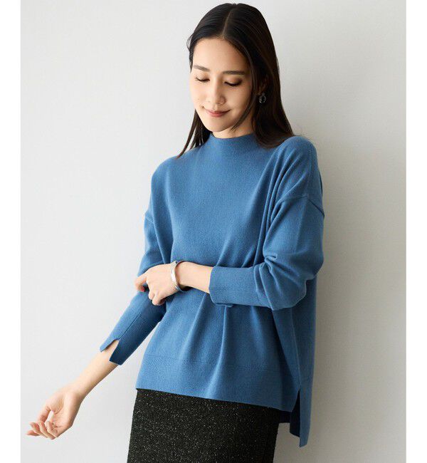 自由区「【SHIHOさん着用】ウールハイゲージモックネック ニット」|ニット・セーター|ターコイズ