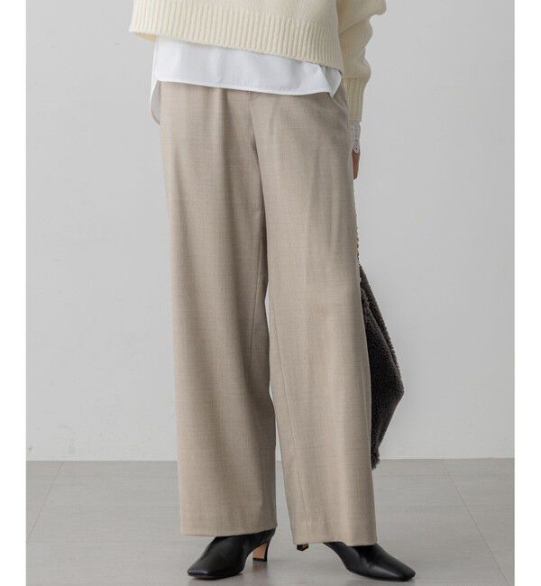 23区「【洗える】ハイカウントフラノ ドロスト ワイド パンツ」|その他|ベージュ系