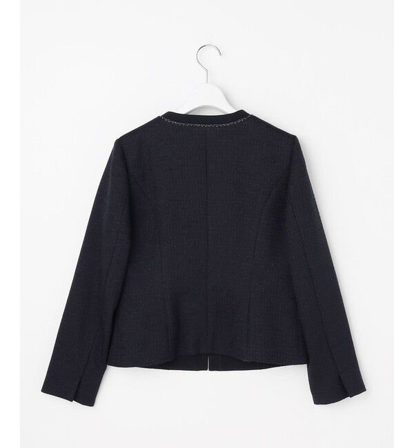 ANY SIS「リップルボーダーストレッチ ジャケット」|ノーカラージャケット|