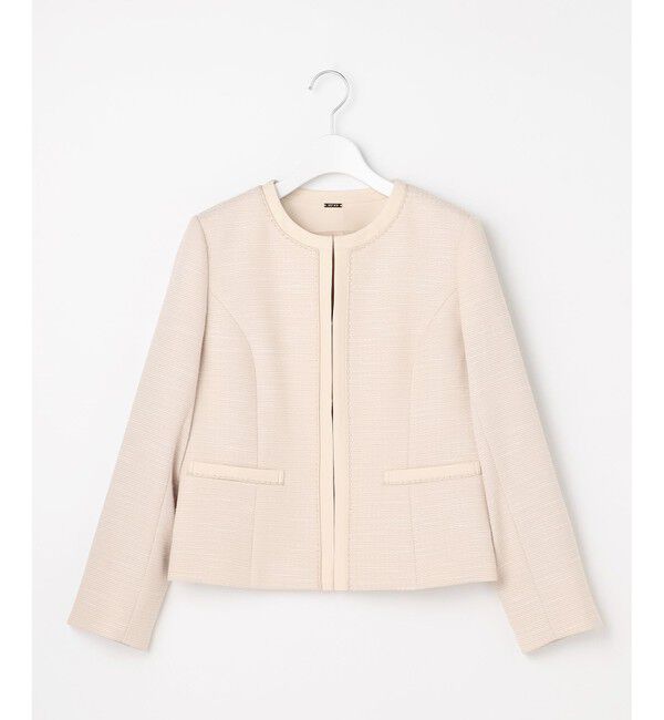 ANY SIS「リップルボーダーストレッチ ジャケット」|ノーカラージャケット|