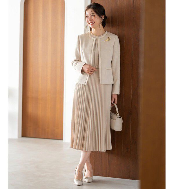 ANY SIS「リップルボーダーストレッチ ジャケット」|ノーカラージャケット|