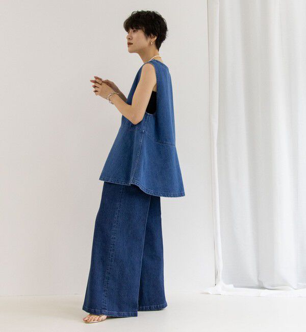 Rie Miller「【RM denim】ペプラムジレデニムブラウス」|シャツ・ブラウス|