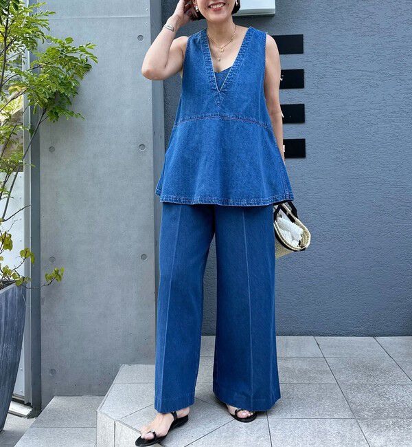 Rie Miller「【RM denim】ペプラムジレデニムブラウス」|シャツ・ブラウス|