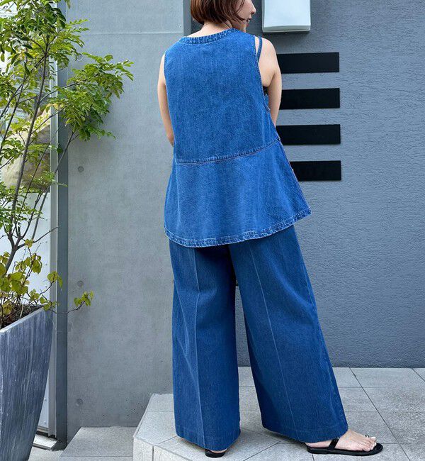 Rie Miller「【RM denim】ペプラムジレデニムブラウス」|シャツ・ブラウス|