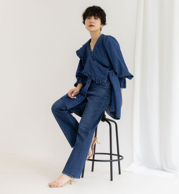 Rie Miller「【RM denim】ビッグカラー2WAYデニムブラウス」|シャツ・ブラウス|