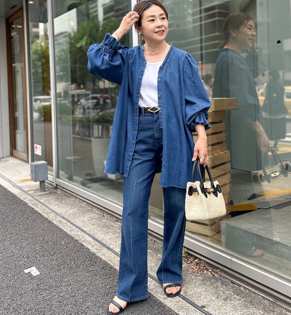 Rie Miller「【RM denim】ビッグカラー2WAYデニムブラウス」|シャツ・ブラウス|
