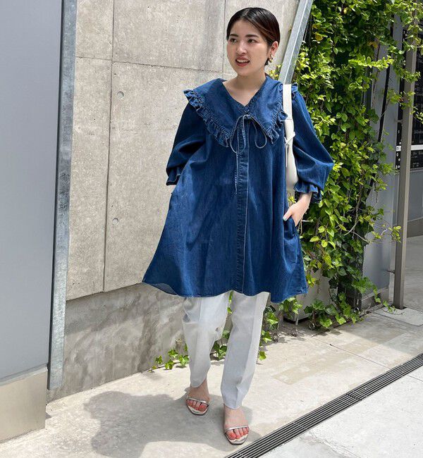 Rie Miller「【RM denim】ビッグカラー2WAYデニムブラウス」|シャツ・ブラウス|