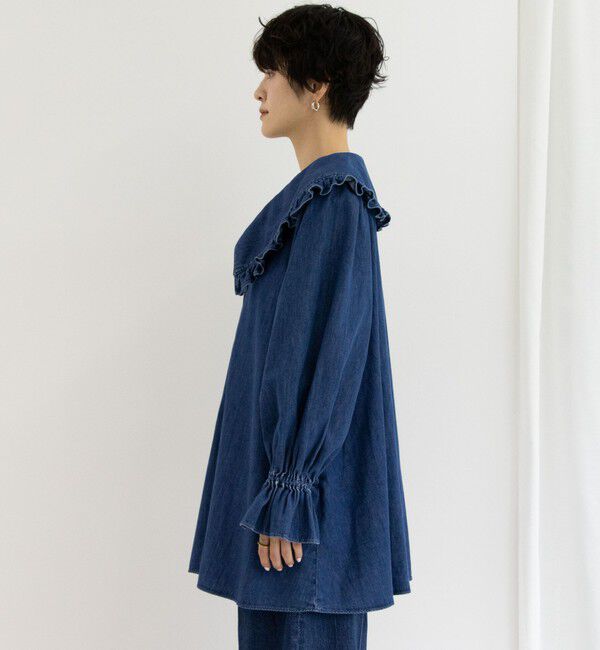 Rie Miller「【RM denim】ビッグカラー2WAYデニムブラウス」|シャツ・ブラウス|