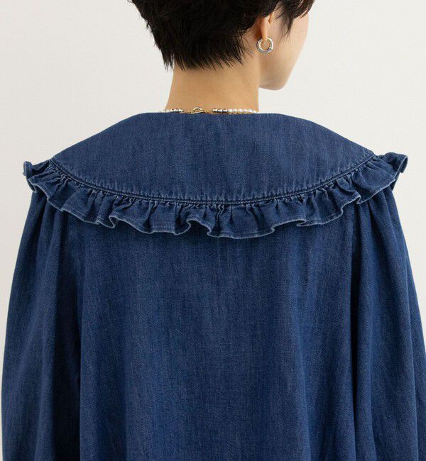 Rie Miller「【RM denim】ビッグカラー2WAYデニムブラウス」|シャツ・ブラウス|