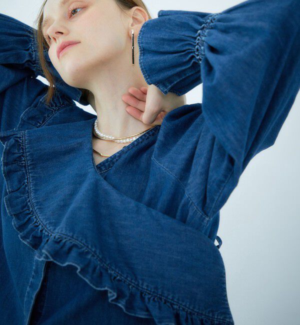 Rie Miller「【RM denim】ビッグカラー2WAYデニムブラウス」|シャツ・ブラウス|