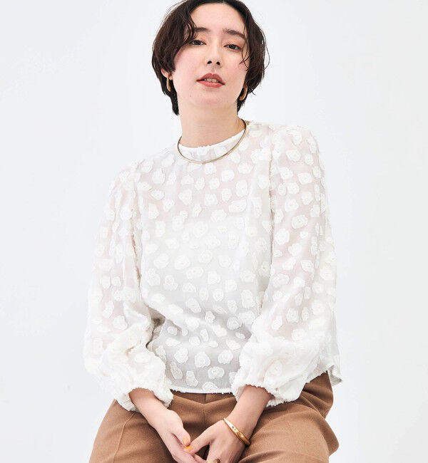 NOLLEY'S「【KIRYU】ウォッシャブル花柄ジャガードブラウス」|シャツ・ブラウス|ホワイト