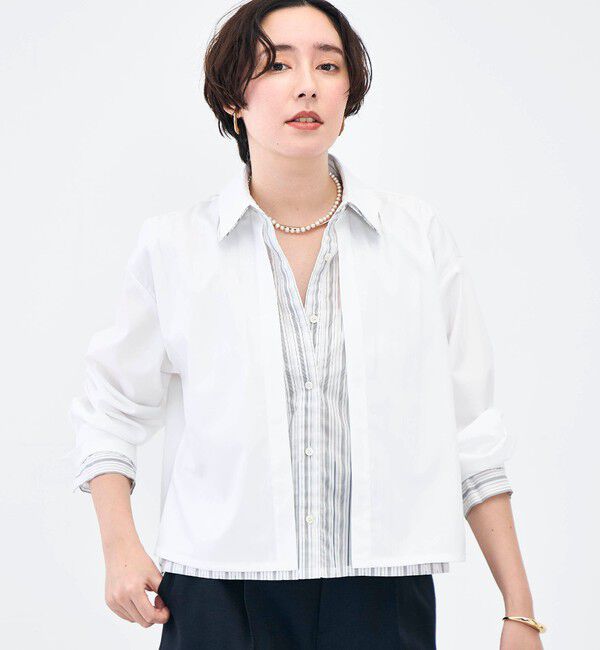 NOLLEY'S「ウォッシャブルレイヤード風ショート丈シャツ」|シャツ・ブラウス|