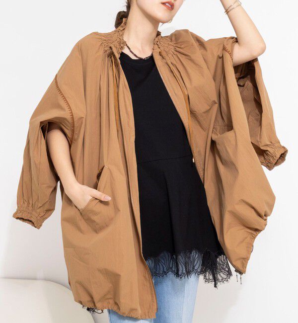 NOLLEY'S「【MARILYN MOON/マリリーンムーン】ウォッシャブルシャーリングギャザーブルゾン」|ブルゾン・スタジャン|