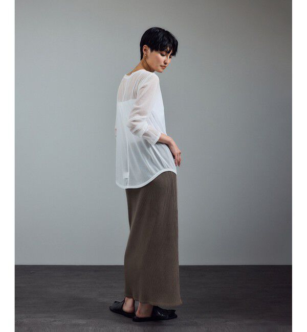 SALON adam et rope'「【WEB限定】ビンテージライクリブナロースカート」|スカート|