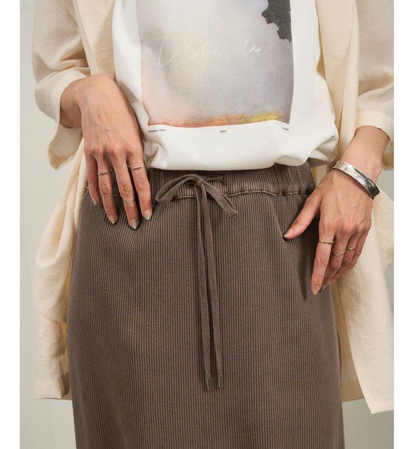 SALON adam et rope'「【WEB限定】ビンテージライクリブナロースカート」|スカート|
