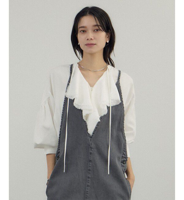 SALON adam et rope'「デニムライクラッフルフリルブラウス」|シャツ・ブラウス|オフホワイト(15)