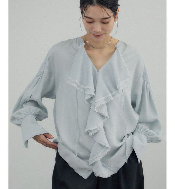SALON adam et rope'「デニムライクラッフルフリルブラウス」|シャツ・ブラウス|