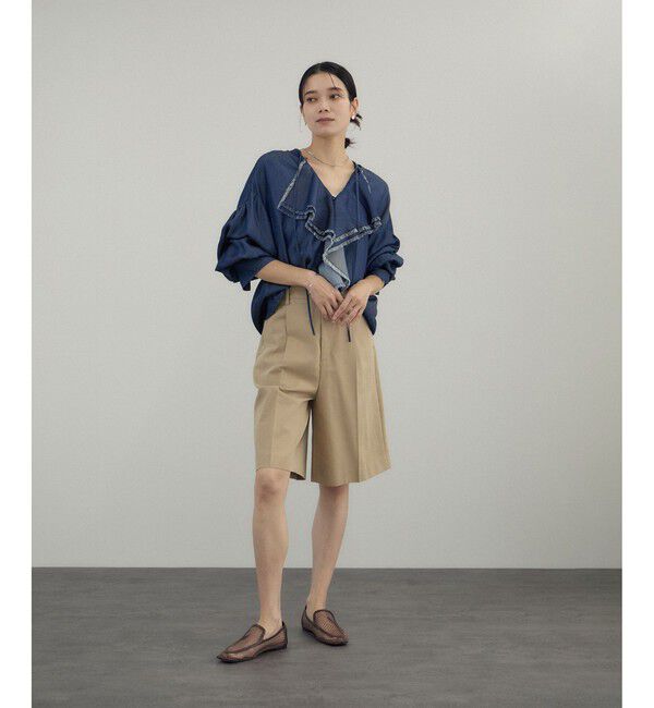 SALON adam et rope'「デニムライクラッフルフリルブラウス」|シャツ・ブラウス|